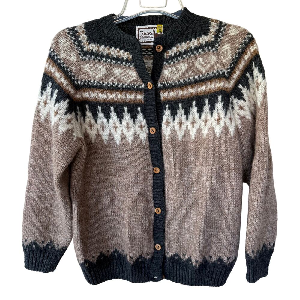The Alpaca Connection brown cream size S Women's warm sweater